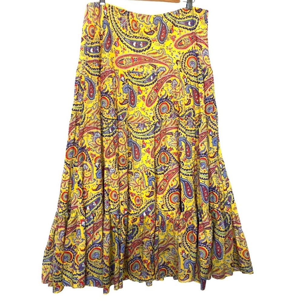 Ralph Lauren Tiered Floral Print Cotton Skirt Size 12/Large